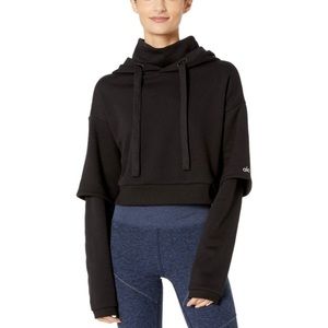 Alo yoga eternal cropped hoodie black sweater soft